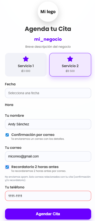 Paso 2 - Servicio y detalles